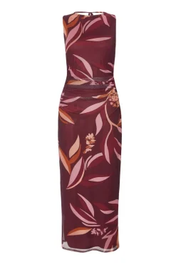 Quiz Dark Red Floral Midaxi Dress Online