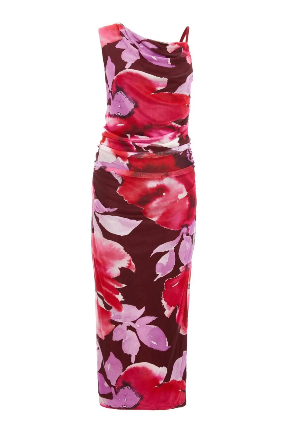 Quiz Dark Red Floral Midi Dress Discount