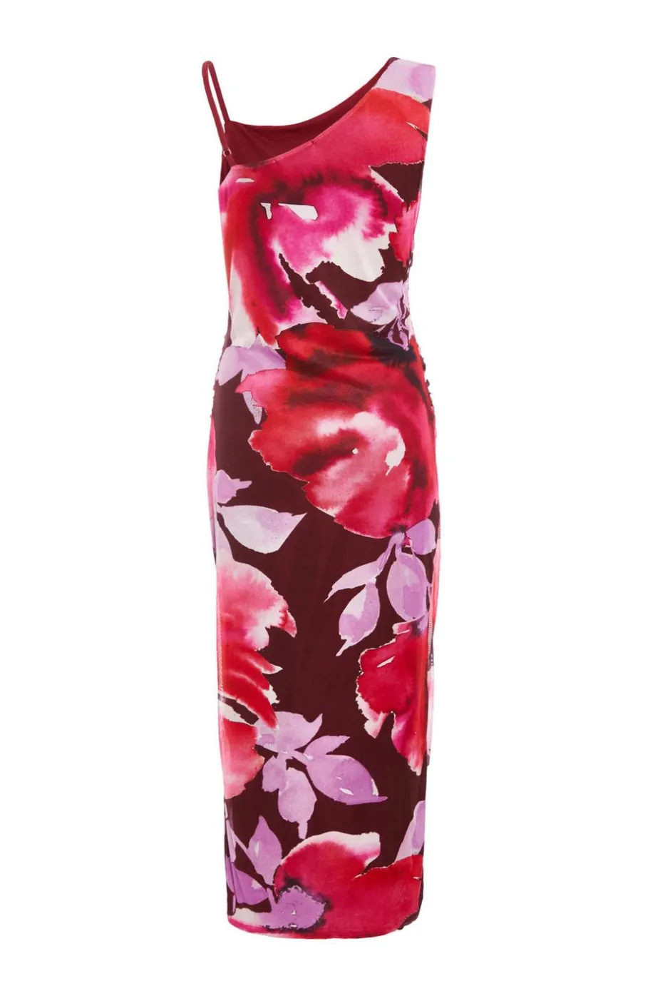 Quiz Dark Red Floral Midi Dress Discount
