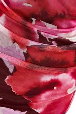 Quiz Dark Red Floral Midi Dress Discount