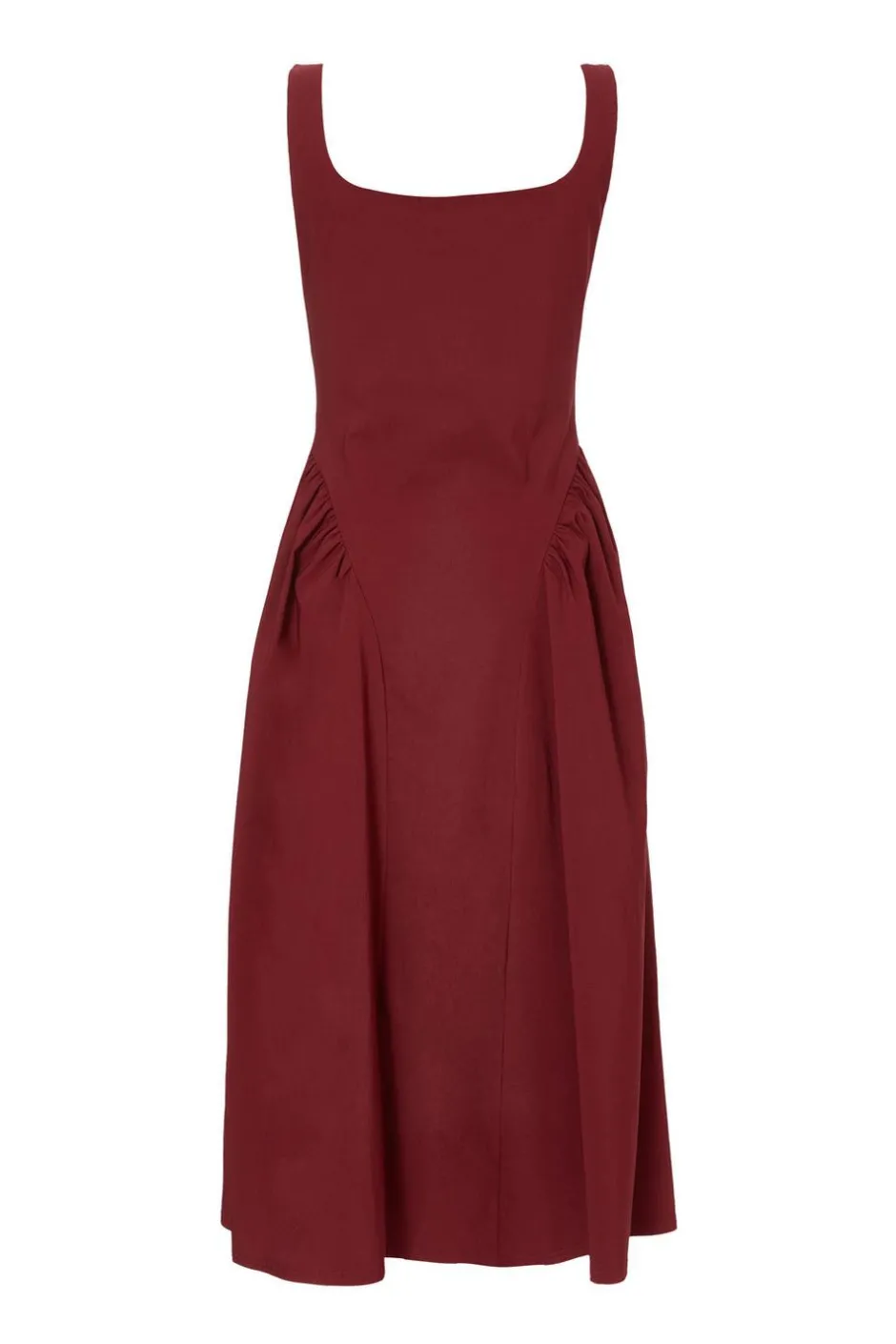 Quiz Dark Red Gathered Side Midi Dress