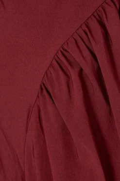 Quiz Dark Red Gathered Side Midi Dress