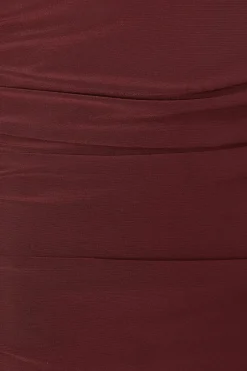 Quiz Dark Red Gold Buckle Midaxi Dress Wine Hot