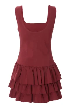 Quiz Dark Red Layered Mini Dress Hot