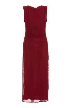 Quiz Dark Red Mesh Bodycon Midaxi Dress Outlet