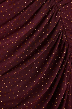Quiz Dark Red Mesh Diamante Midaxi Dress Outlet