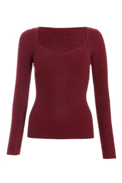 Quiz Dark Red Metallic Glitter Jumpper Berry Sale