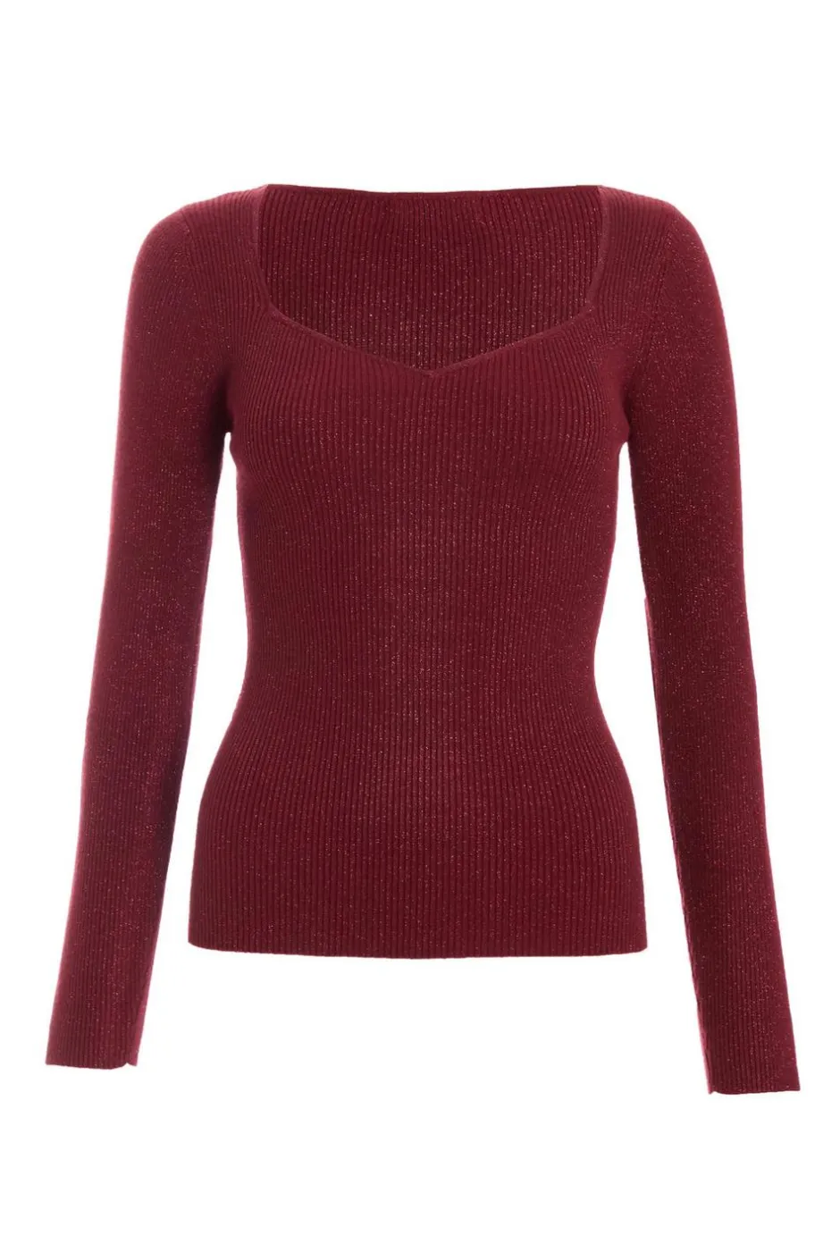 Quiz Dark Red Metallic Glitter Jumpper Berry Sale