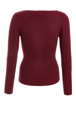 Quiz Dark Red Metallic Glitter Jumpper Berry Sale