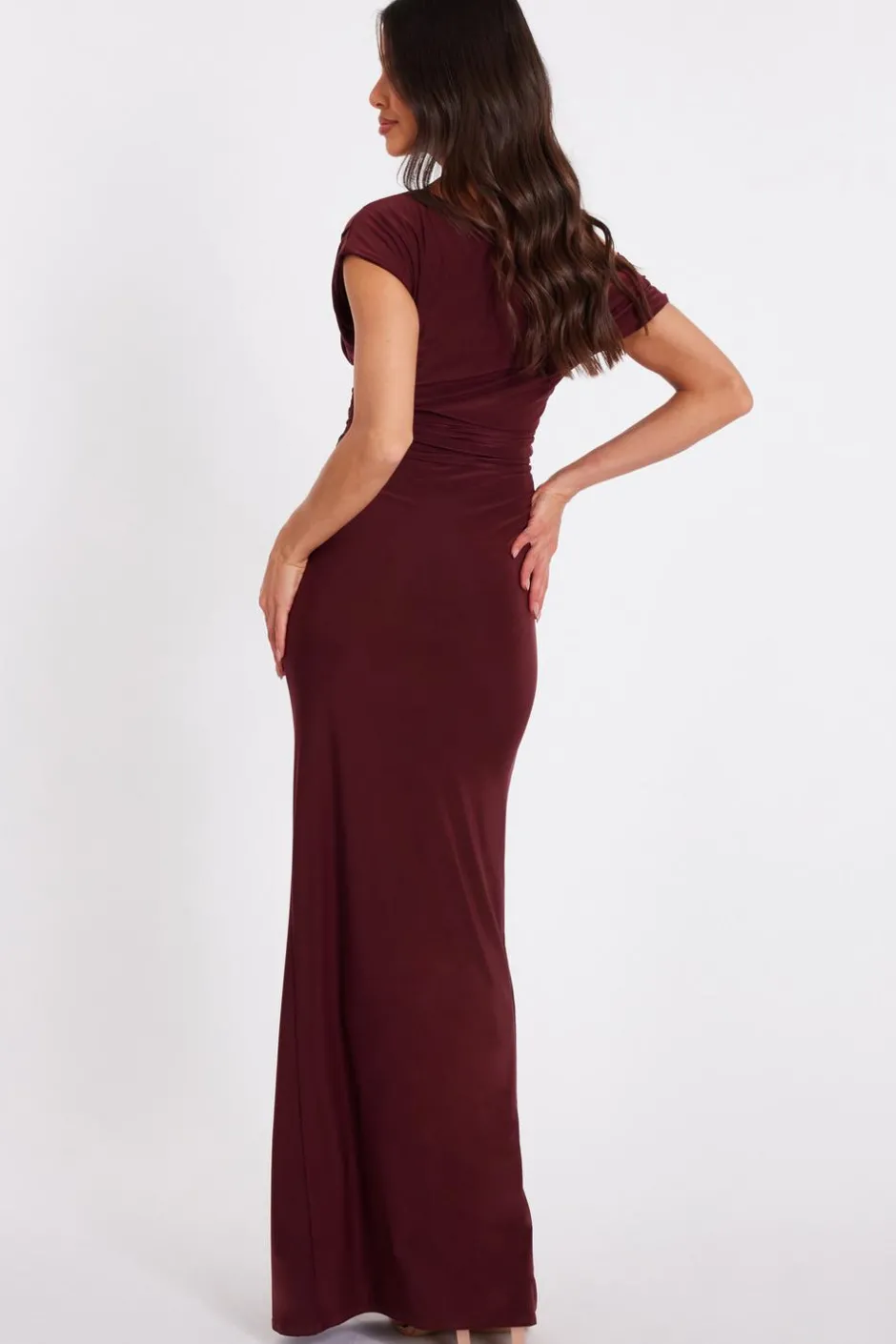 Quiz Dark Red Off Shoulder Ruched Maxi Dress Best
