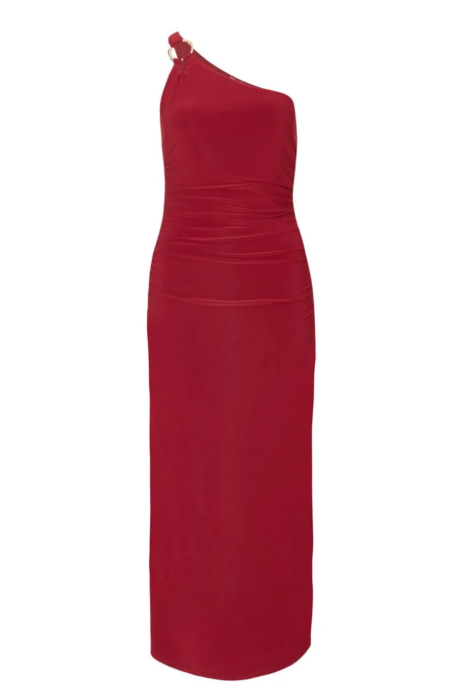 Quiz Dark Red One Shoulder Midaxi Dress Wine