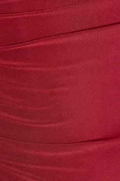 Quiz Dark Red One Shoulder Midaxi Dress Wine