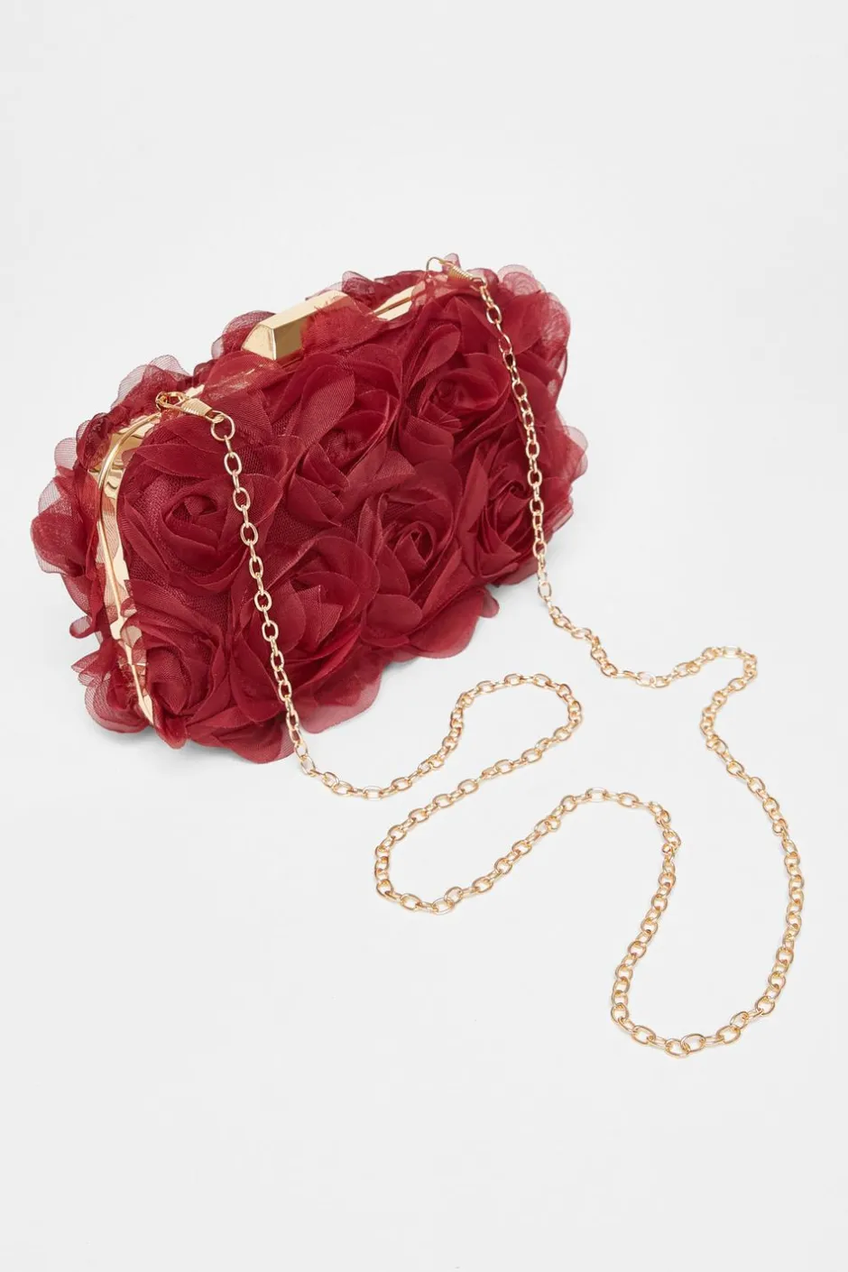 Quiz Dark Red Organza Rose Box Bag Sale