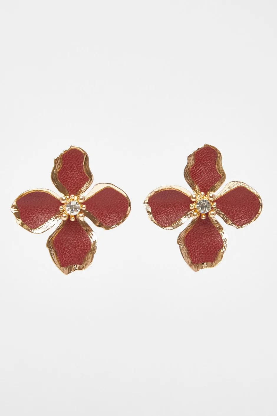 Quiz Dark Red Oversized Flower Earrings Berry Discount
