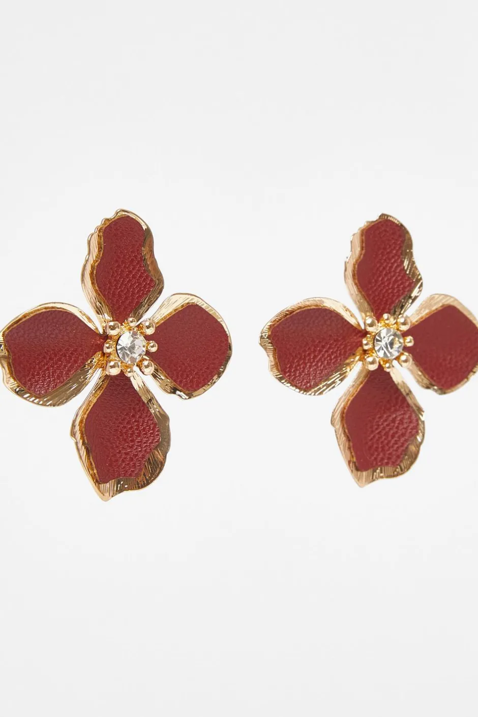 Quiz Dark Red Oversized Flower Earrings Berry Discount