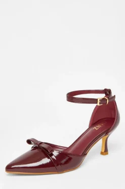 Quiz Dark Red Patent Bow Court Heels Burgundy Best