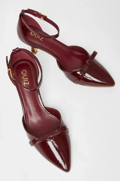 Quiz Dark Red Patent Bow Court Heels Burgundy Best