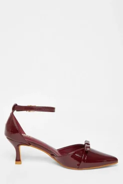 Quiz Dark Red Patent Bow Court Heels Burgundy Best