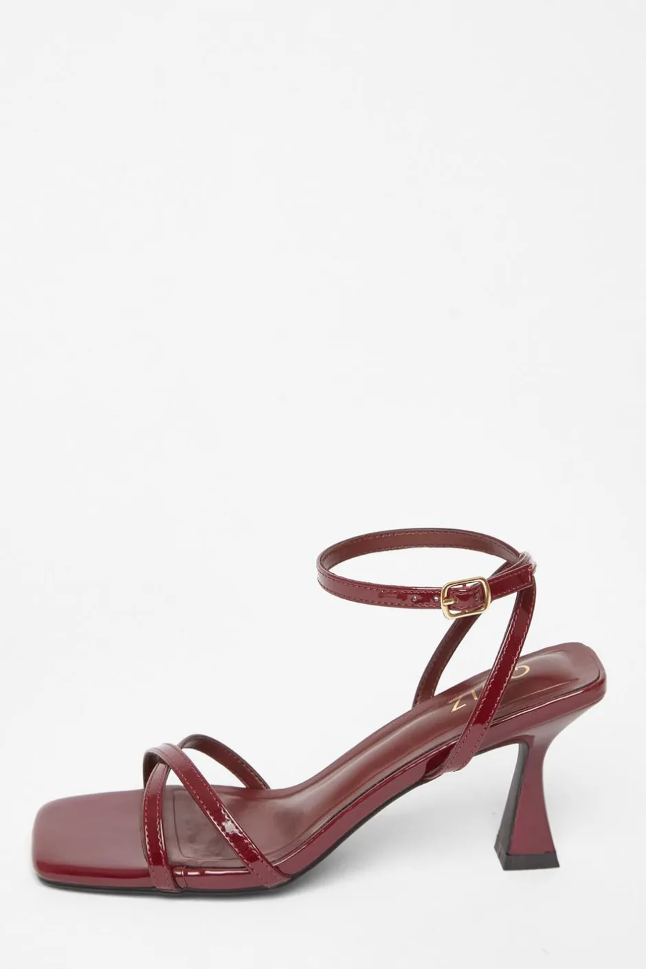 Quiz Dark Red Patent Flared Heels Burgundy