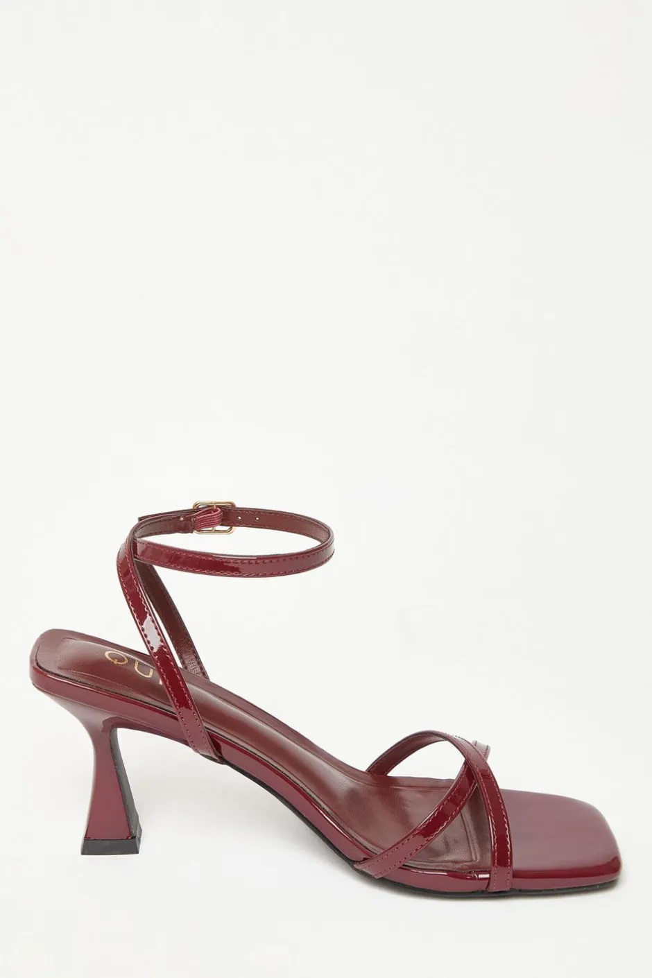 Quiz Dark Red Patent Flared Heels Burgundy