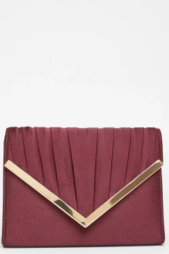 Quiz Dark Red Pleated Clutch Bag Discount