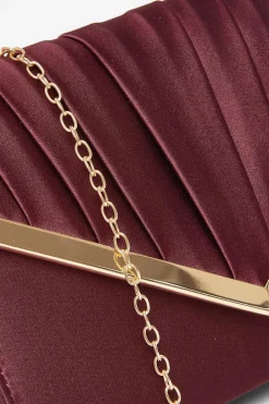 Quiz Dark Red Pleated Clutch Bag Discount
