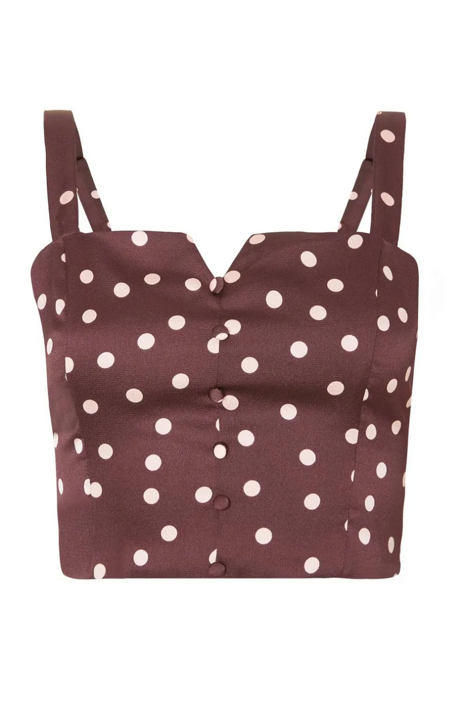 Quiz Dark Red Polka Dot Crop Top Online