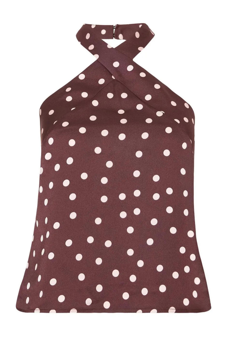 Quiz Dark Red Polka Dot Halter Top Sale