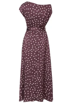 Quiz Dark Red Polka Dot Midaxi Dress Clearance