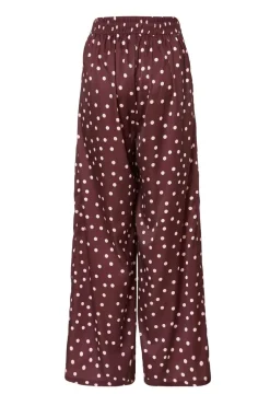 Quiz Dark Red Polka Dot Trousers Sale