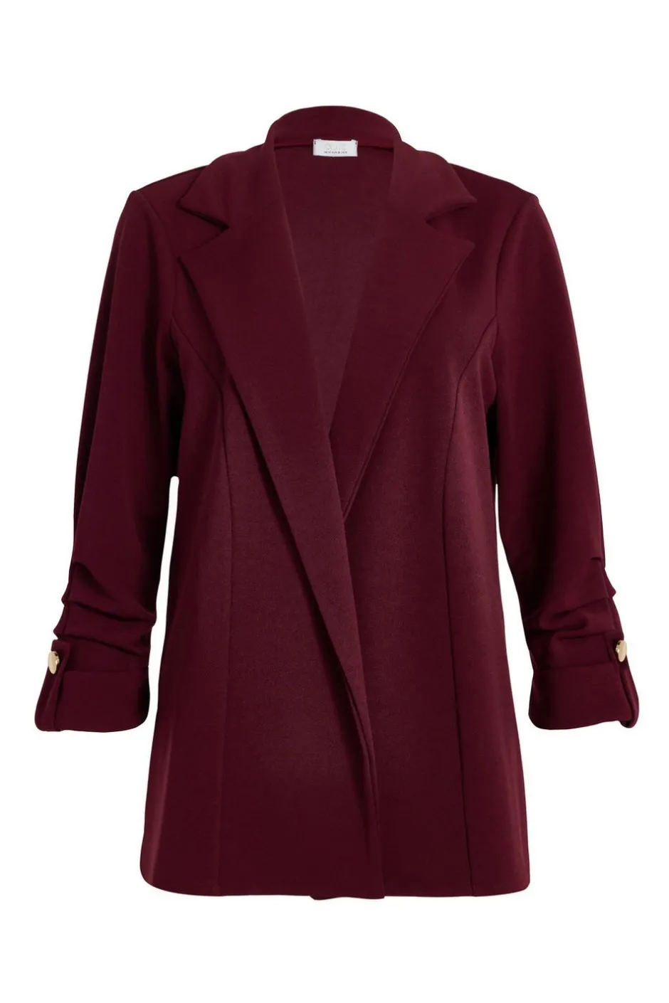 Quiz Dark Red Ruched Sleeve Blazer Burgundy Discount