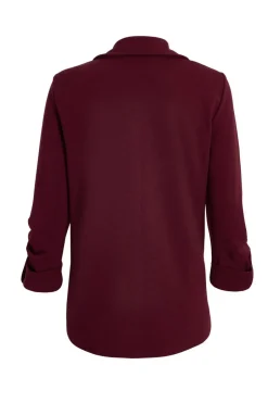 Quiz Dark Red Ruched Sleeve Blazer Burgundy Discount