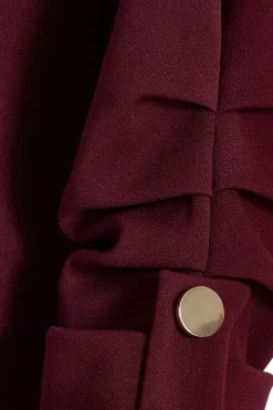 Quiz Dark Red Ruched Sleeve Blazer Burgundy Discount