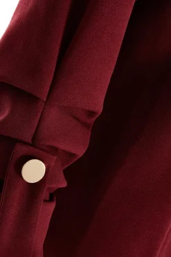 Quiz Dark Red Ruched Sleeve Blazer Burgundy Sale