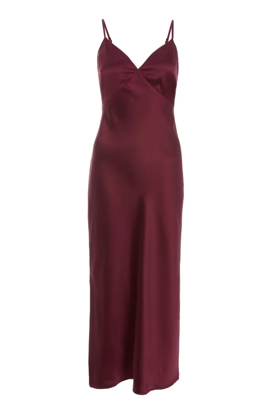 Quiz Dark Red Satin Slip Style Midaxi Dress