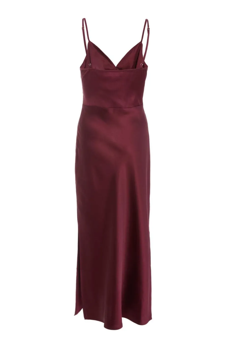 Quiz Dark Red Satin Slip Style Midaxi Dress