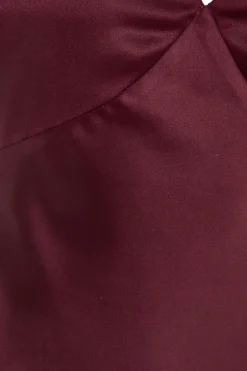 Quiz Dark Red Satin Slip Style Midaxi Dress