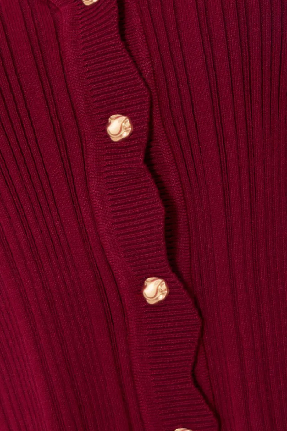 Quiz Dark Red Scallop Trim Cardigan Berry Clearance