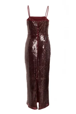 Quiz Dark Red Sequin Midaxi Dress
