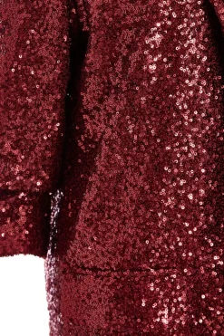 Quiz Dark Red Sequin Ruched Blazer Outlet
