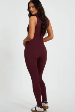 Quiz Dark Red Sleeveless Unitard Online