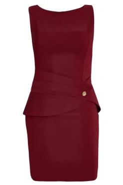 Quiz Dark Red Square Neck Mini Dress Berry Discount