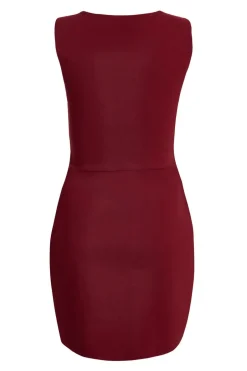 Quiz Dark Red Square Neck Mini Dress Berry Discount