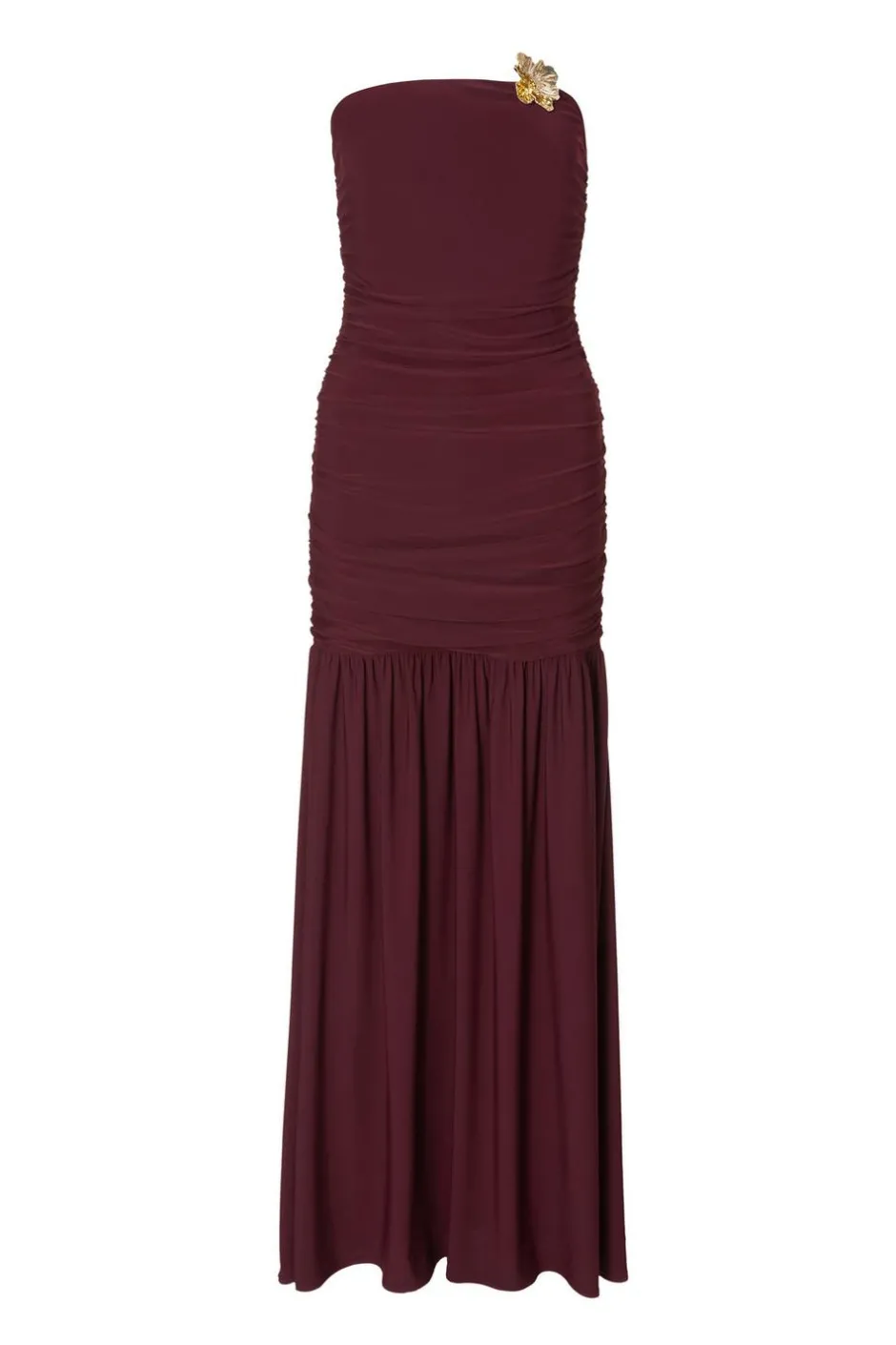 Quiz Dark Red Strapless Corsage Maxi Dress Hot
