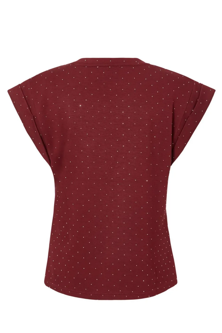 Quiz Dark Red Stud Detail Top Burgundy Discount