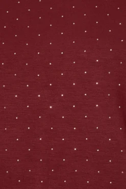 Quiz Dark Red Stud Detail Top Burgundy Discount