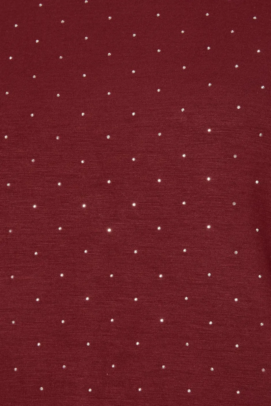 Quiz Dark Red Stud Detail Top Burgundy Discount