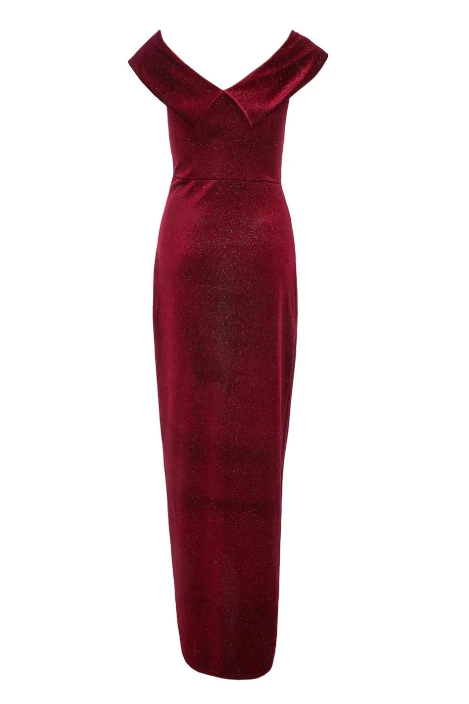 Quiz Dark Red Velvet Bardot Maxi Dress Best