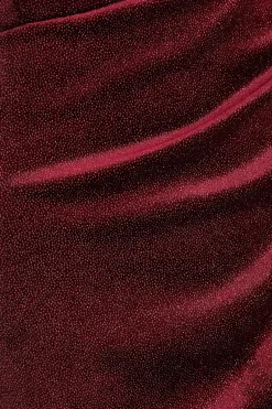 Quiz Dark Red Velvet Bardot Maxi Dress Best