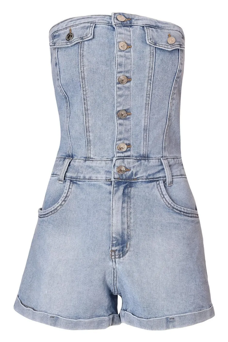 Quiz Denim Bandeau Playsuit